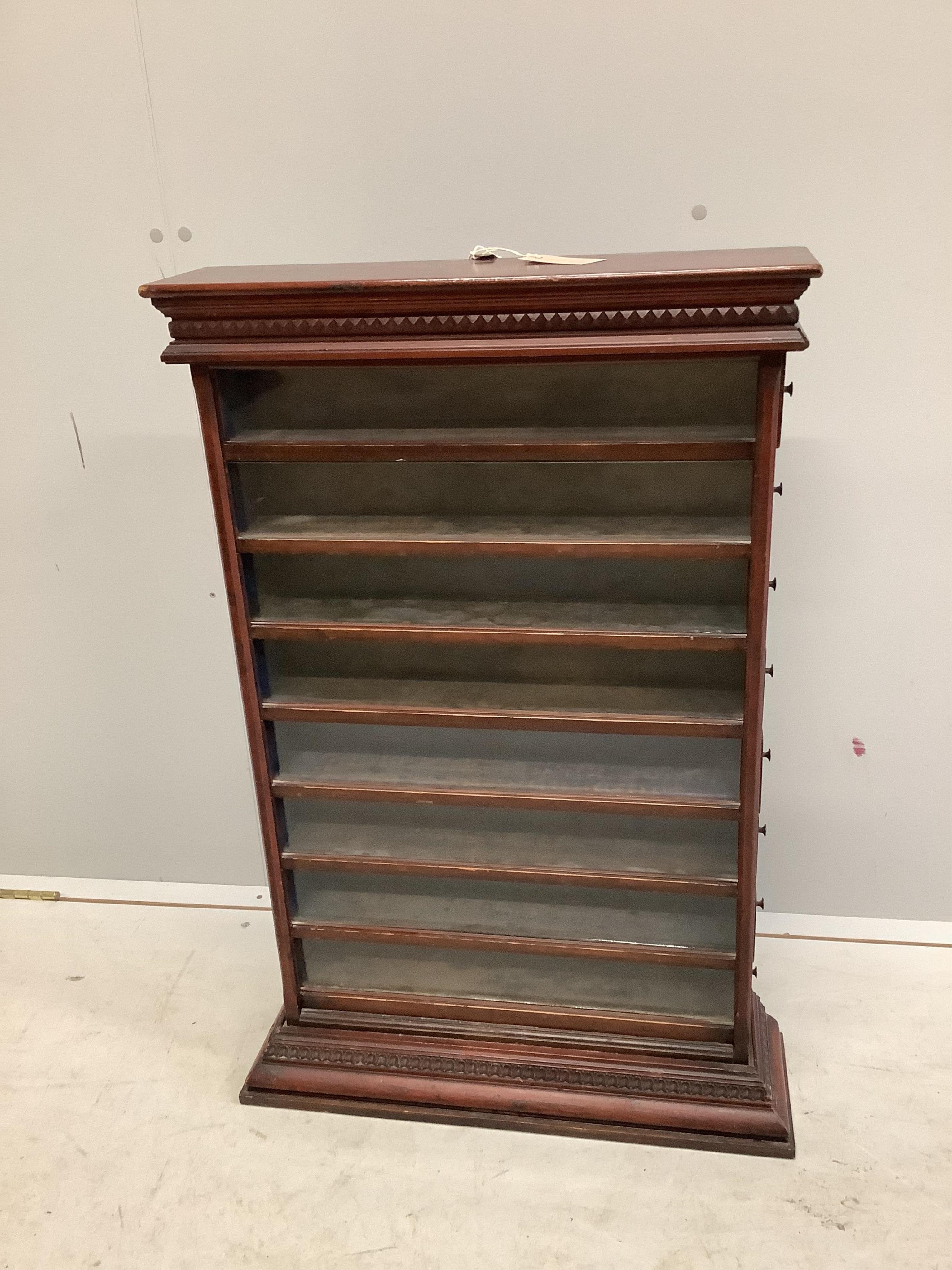 A late Victorian Cope Bros. Ltd. tobacconists display case, width 60cm, depth 17cm, height 88cm. Condition - fair